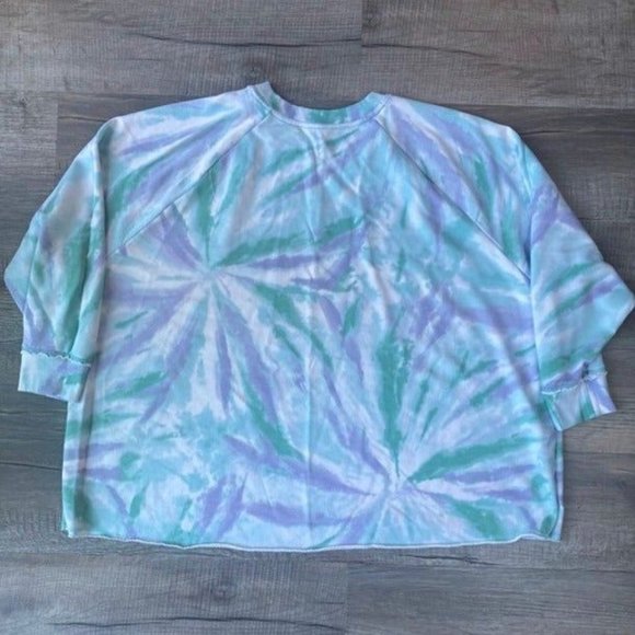 Purple and Green Tie Dye Long Sleeved Sweatshirt Size 2X - Picture 2 of 3